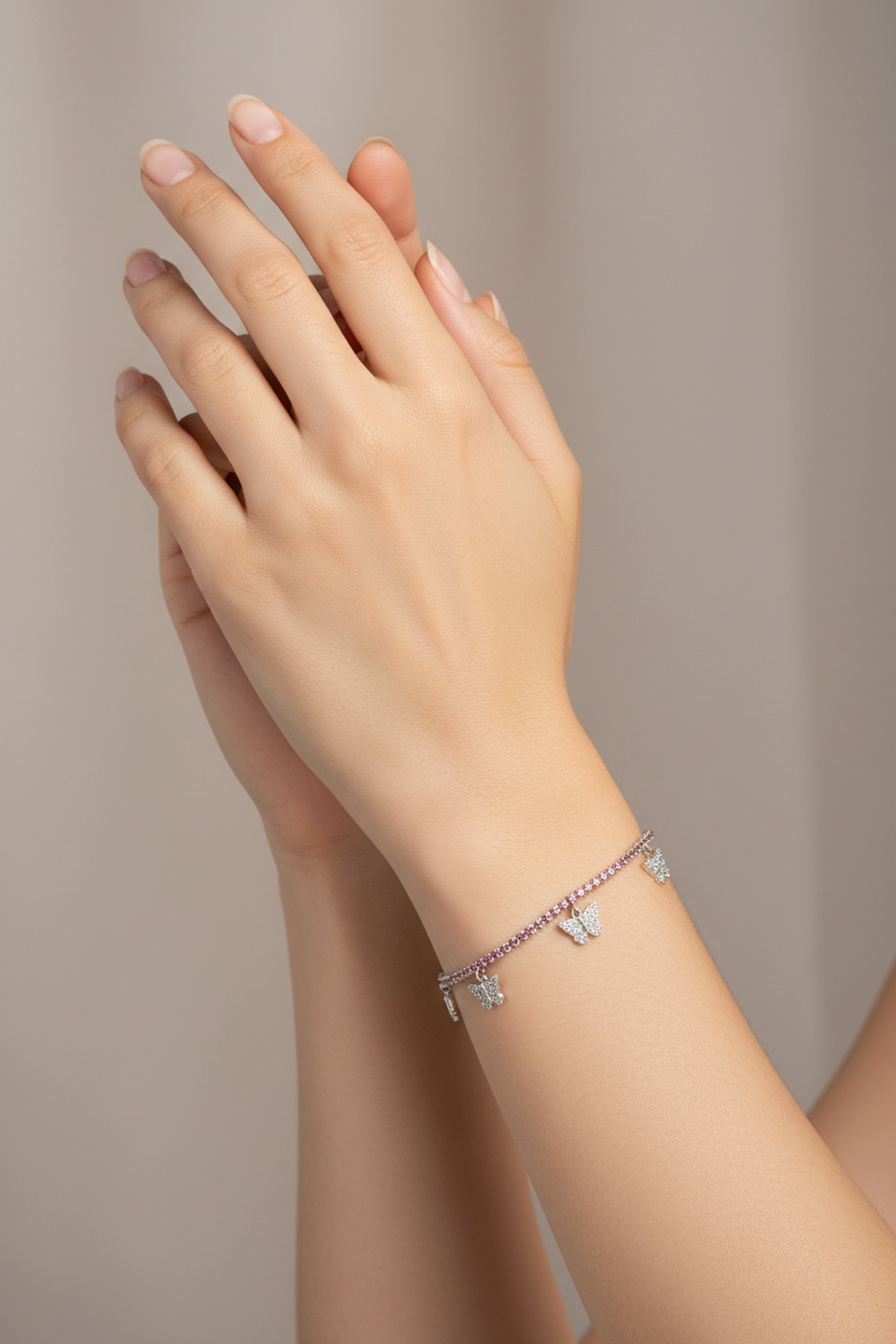 92.5 Silver Trendy Butterfly Bracelet for Women 8 Inches | Cute Elegant Design | Stylish Jewellery