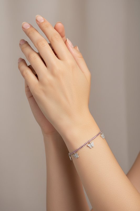 92.5 Silver Trendy Butterfly Bracelet for Women 8 Inches | Cute Elegant Design | Stylish Jewellery