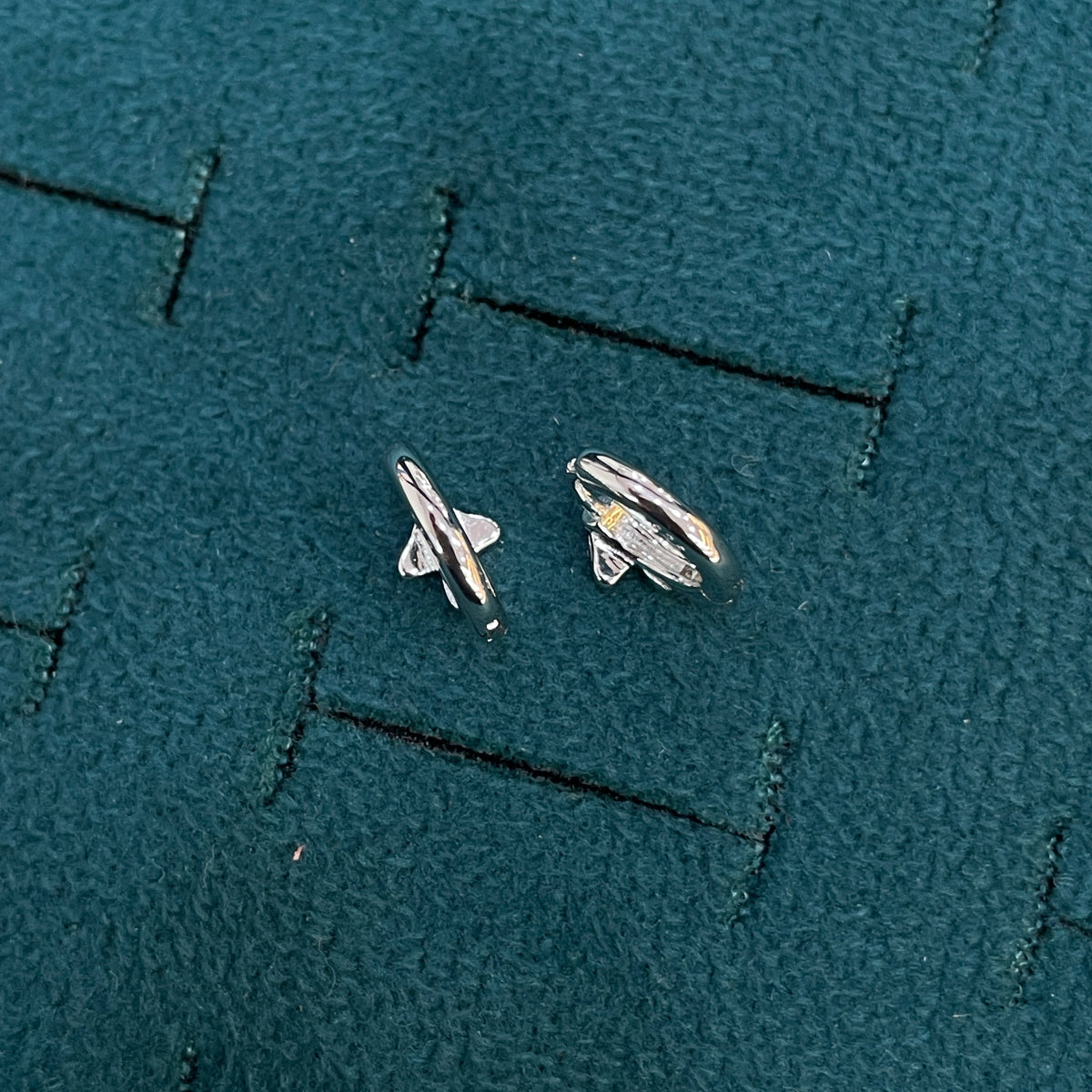 92.5 Silver Enamel Mushroom Huggie Hoop Earrings for Girls