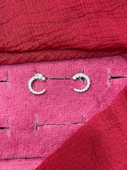 92.5 Silver Half Moon Studs | Stylish Celestial Design | Jewellery