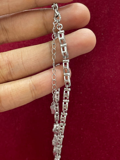 92.5 Silver Classy White Stone Necklace for Women 19 Inches | Elegant Sparkling Design | Premium Jewellery