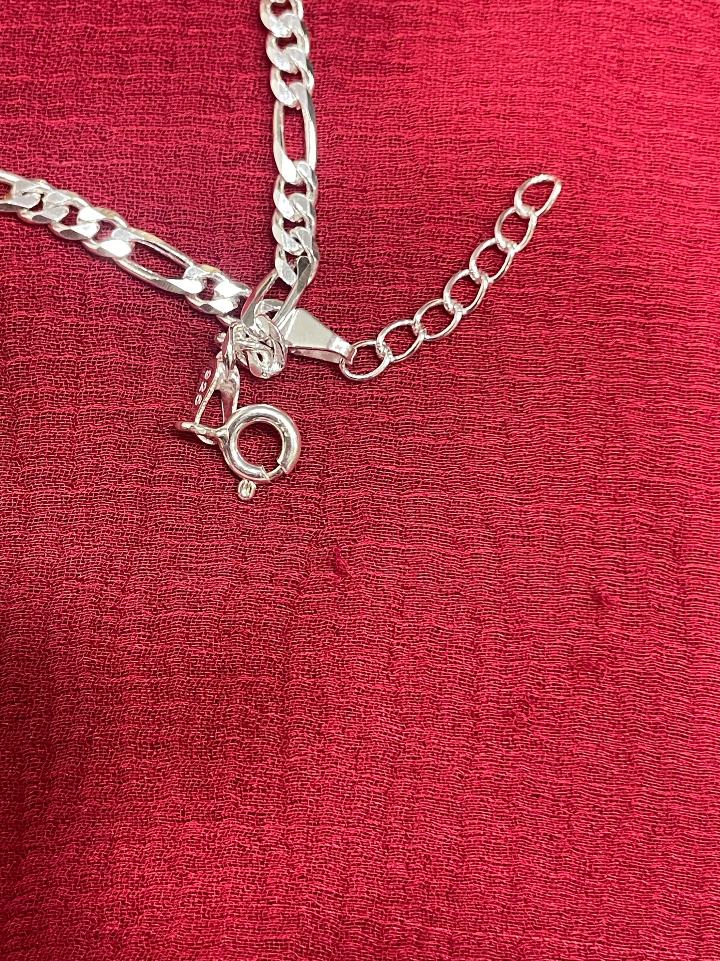 925 Silver Evileye Figaro Bracelet - 8 Inch
