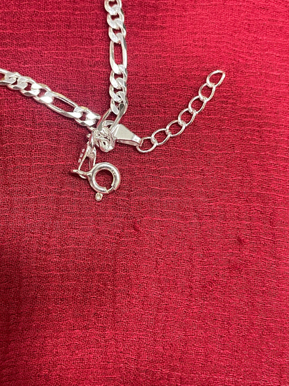 925 Silver Evileye Figaro Bracelet - 8 Inch
