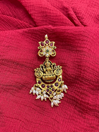 92.5 Silver Gold Plated Lakshmi Devi Earrings for Women | Traditional Temple Design | Spiritual Jewellery