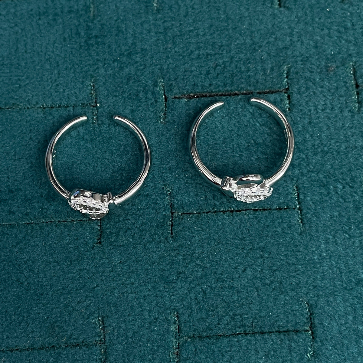 92.5 Sterling Silver CZ Butterfly Open Toe Rings for Women — Pair