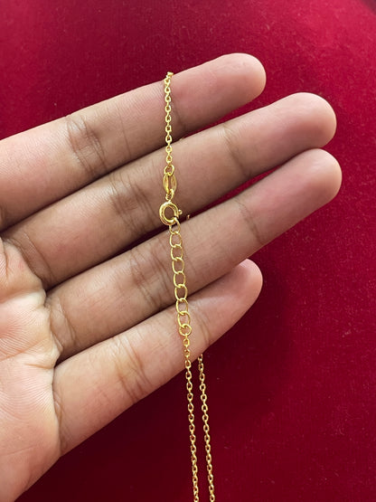 92.5 Silver Gold Plated Heart Black Bead Chain for Women 18.5 Inches | Stylish Love Design | Elegant Jewellery