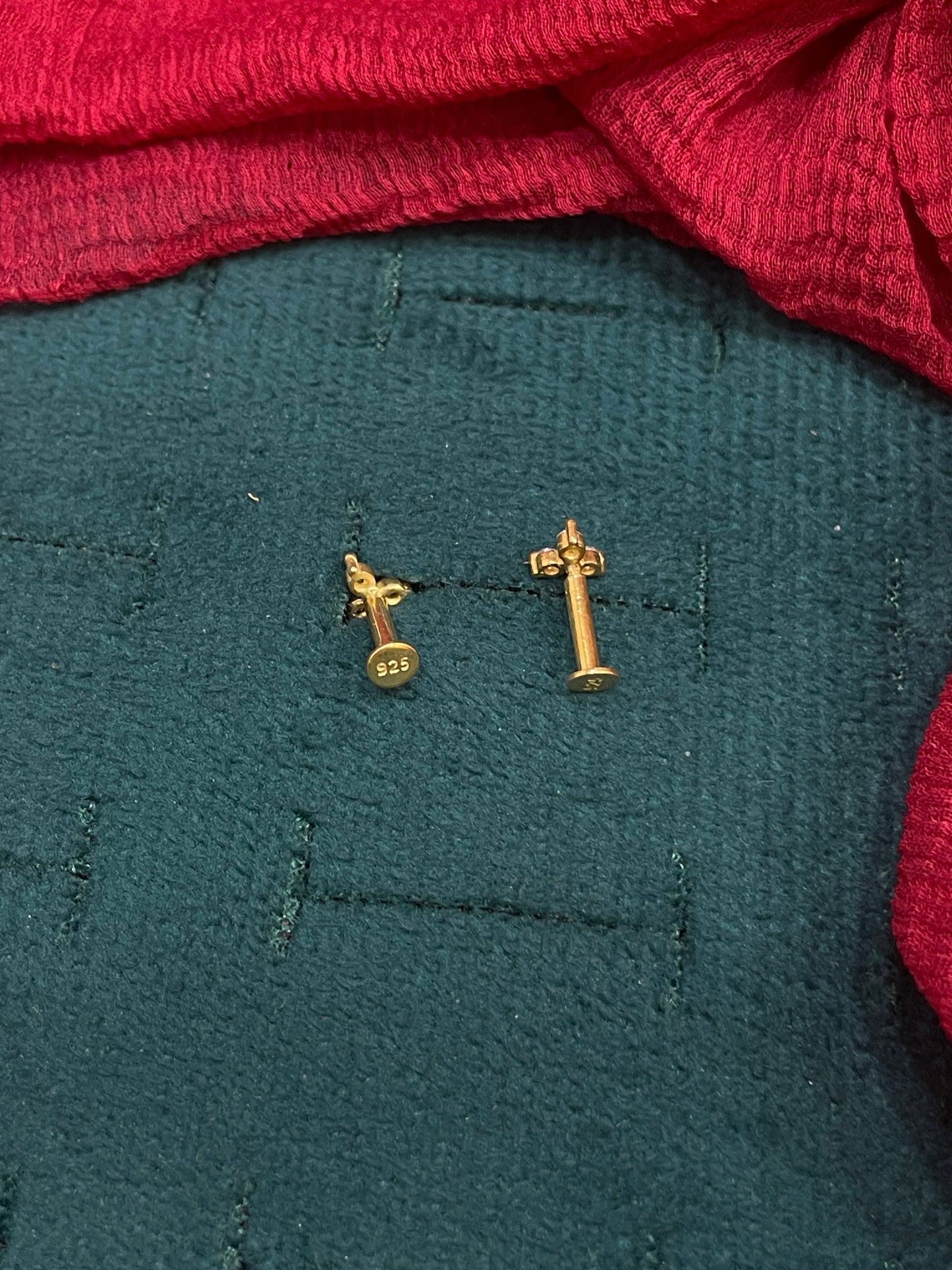925 Silver Gold Plated Classic 3 Stone Studs for Women | Timeless Design