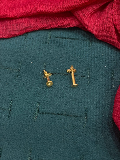 925 Silver Gold Plated Classic 3 Stone Studs for Women | Timeless Design