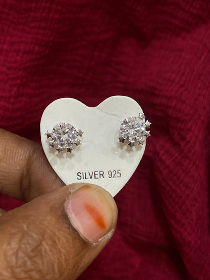 92.5 Silver Premium White Stone Studs | Elegant Sparkle Finish | Jewellery