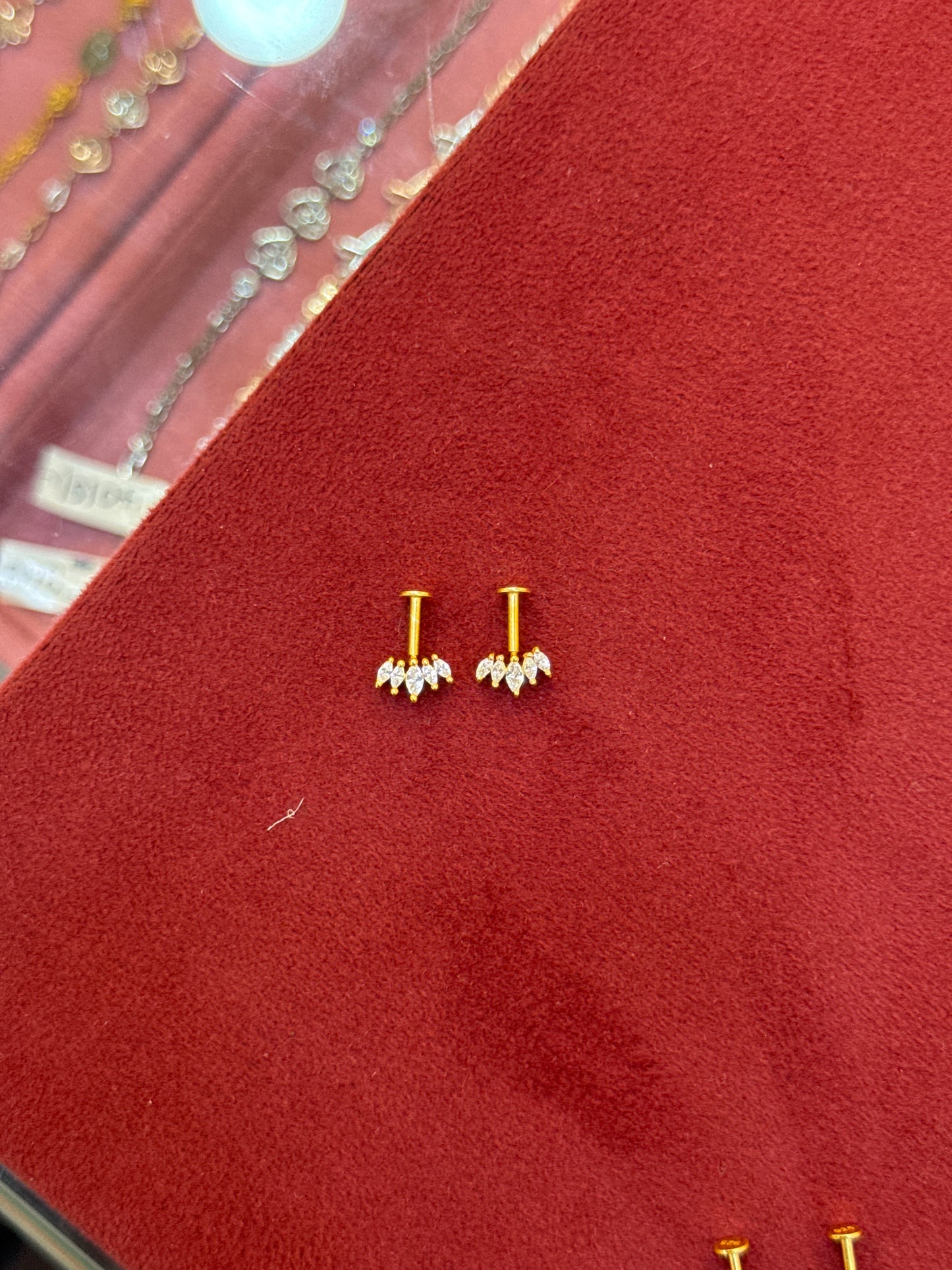 92.5 Silver Gold Plated Five Leaf Dainty Bugadi Pair | Minimal Floral Design | Jewellery