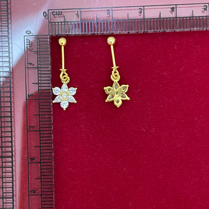 925 Silver Gold-Plated Flower Dangler Bugadi Pair