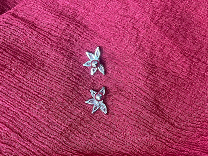 92.5 Silver Five Leaf Earrings | Minimal Floral Design | Jewellery