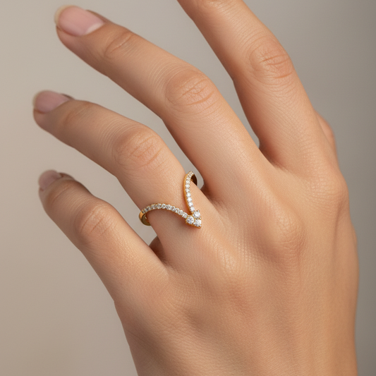 92.5 Silver Stylish Gold Plated Vanki Ring | Elegant Traditional Contemporary Design | Jewellery