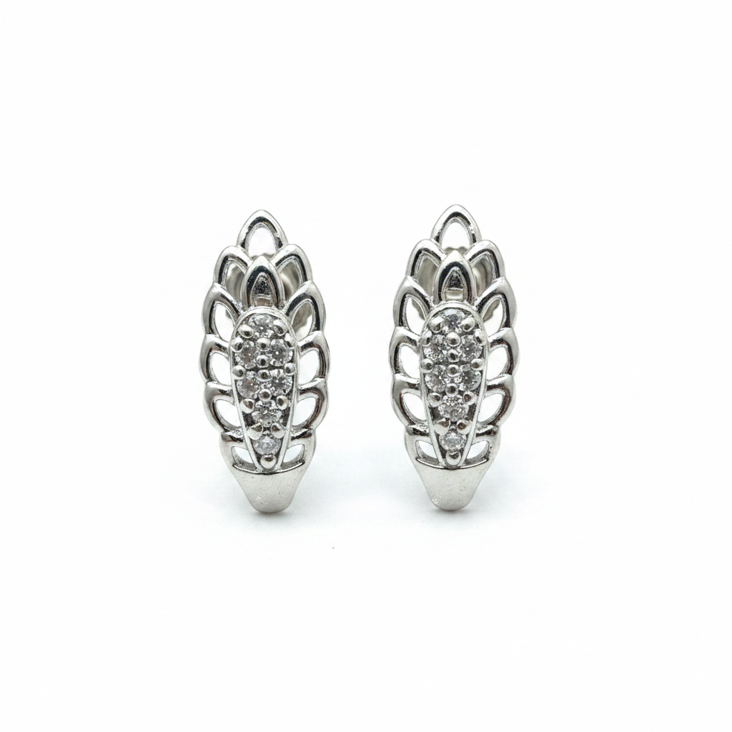 92.5 Silver White Stone CZ J studs