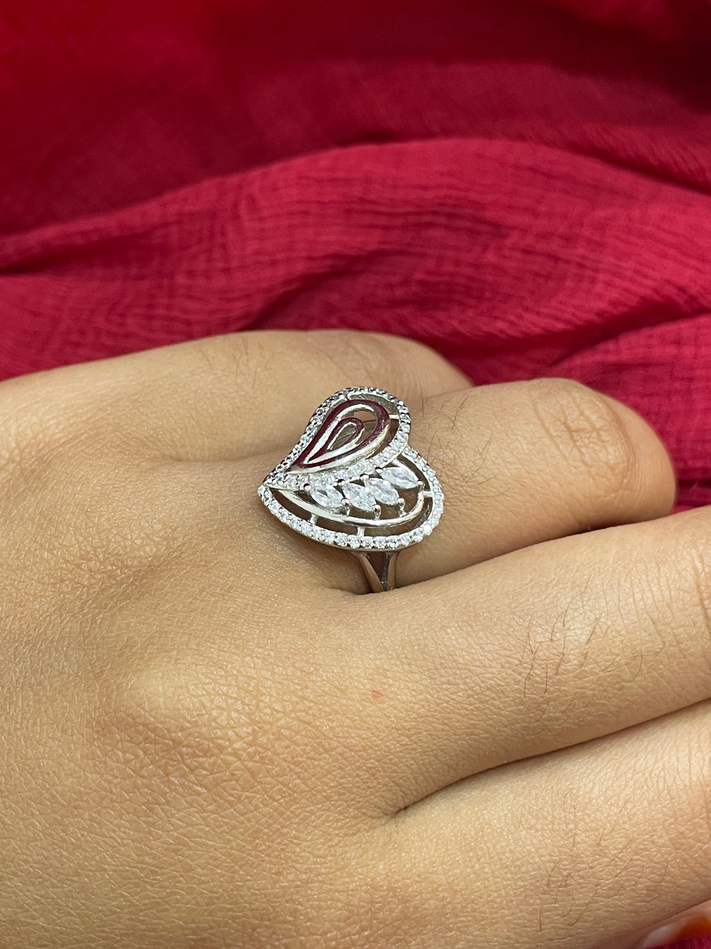 92.5 Silver Heart Ring for Women | Stylish Romantic Design | Elegant Daily Wear Jewellery