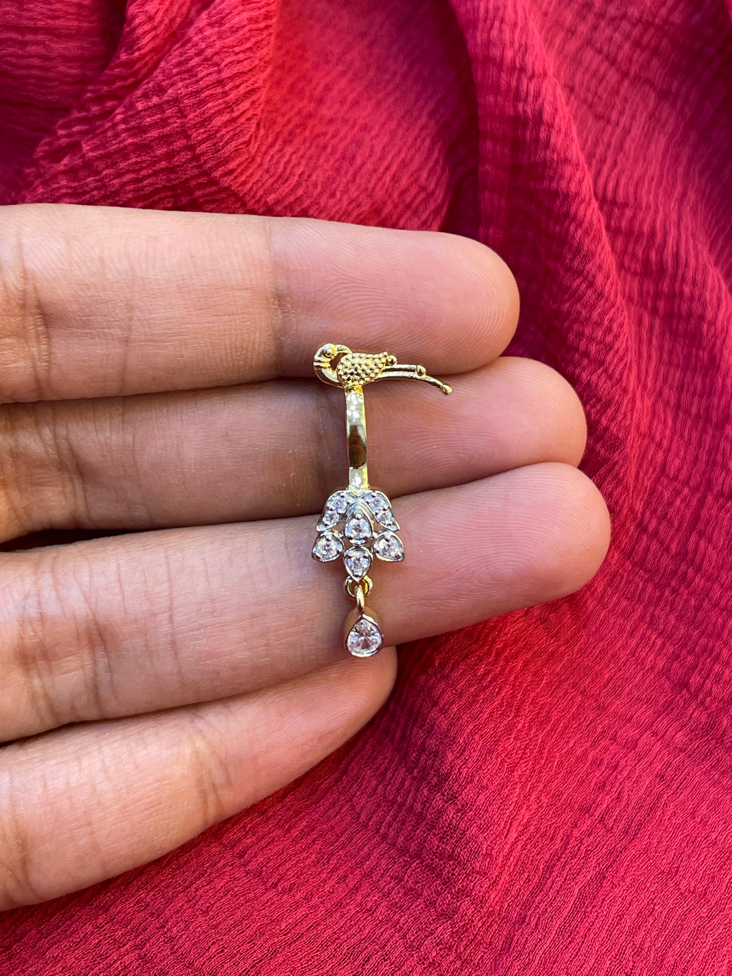 92.5 Silver Parrot Press-On Bugadi for Women | Temple Style Non-Piercing Ear Cuff | Traditional Jewellery