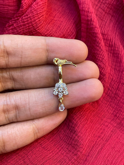 92.5 Silver Parrot Press-On Bugadi for Women | Temple Style Non-Piercing Ear Cuff | Traditional Jewellery