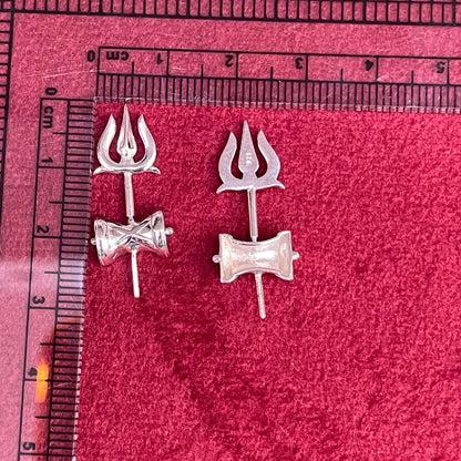 92.5 Sterling Silver Trishul Damruk Bugadi Pair