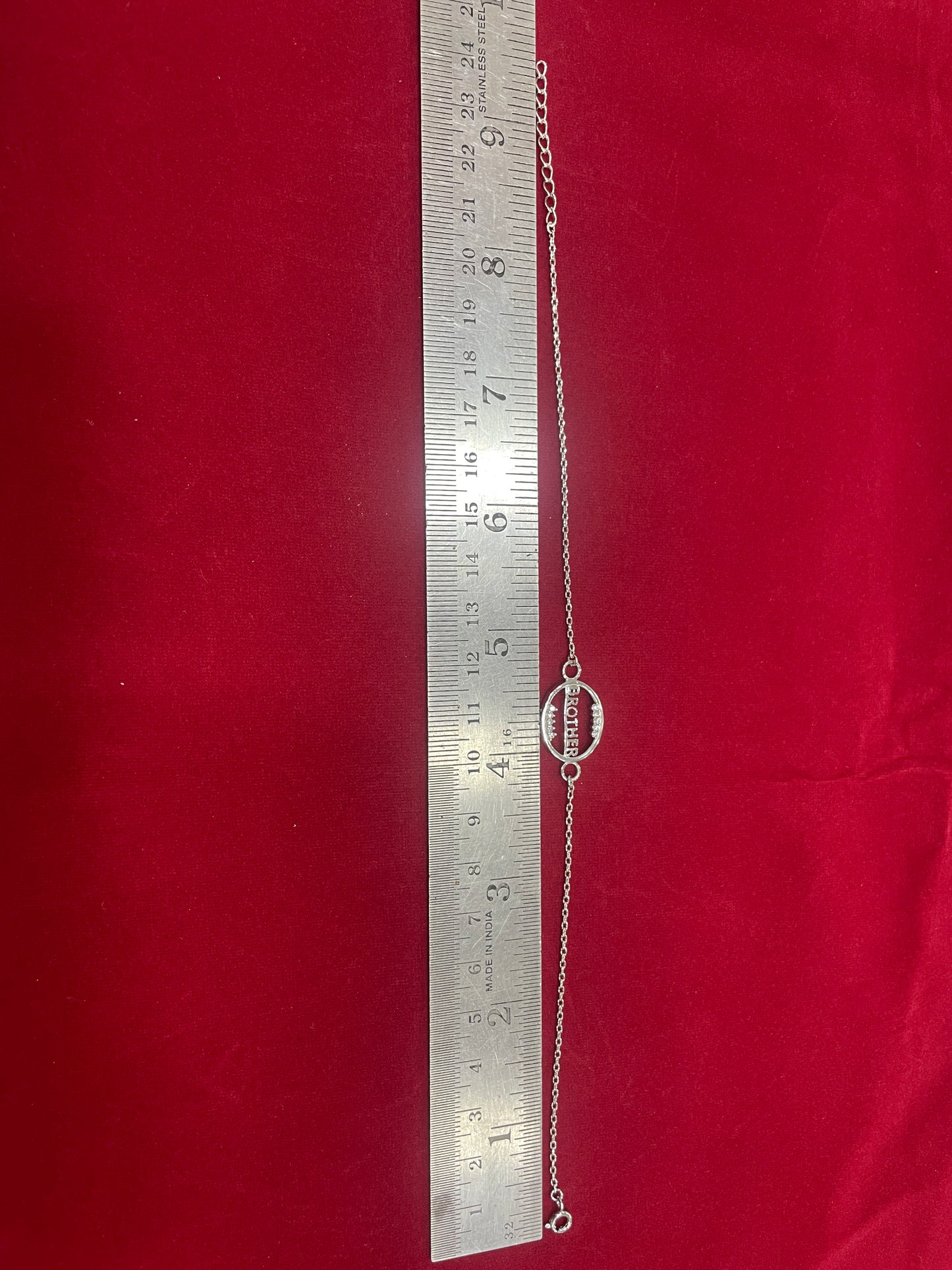 925 Sterling Silver Brother Rakhi | CZ Stone Chain Rakhi for Raksha Bandhan