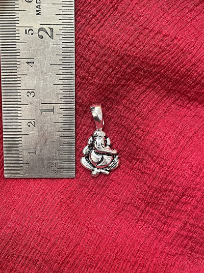 92.5 Silver Oxidised Ganesha Pendant for Men & Women | Ganpati Antique Design | Spiritual Jewellery