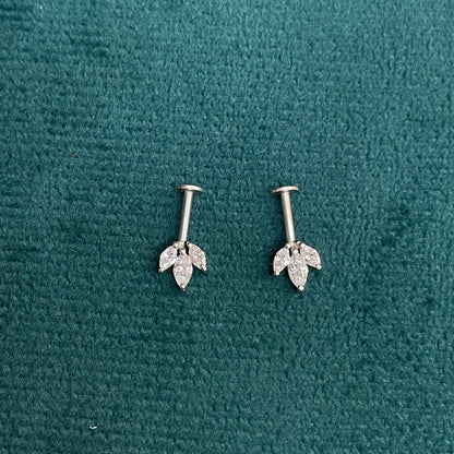 92.5 Silver Three Leaf Dainty Bugadi Pair