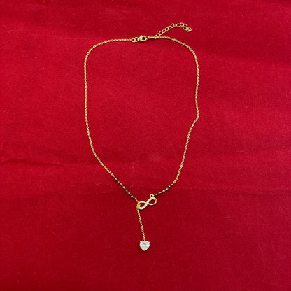 92.5 Sterling Silver Gold Plated CZ Infinity Heart Black Bead Chain