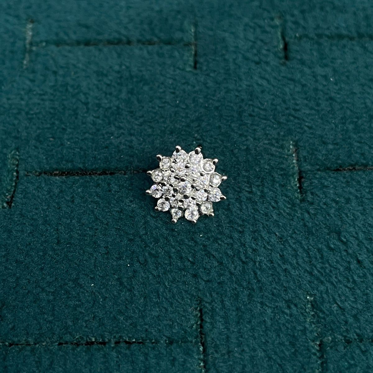 92.5 Silver Clear Stone Floral Cluster Stud Earrings Pair