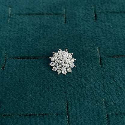 92.5 Silver Clear Stone Floral Cluster Stud Earrings Pair