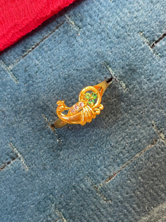 92.5 silver gold plated classy peacock ring size 14