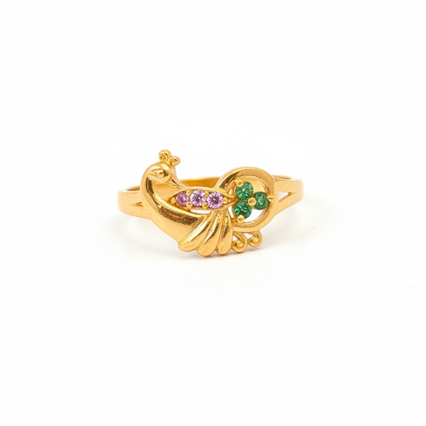 92.5 silver gold plated classy peacock ring size 14