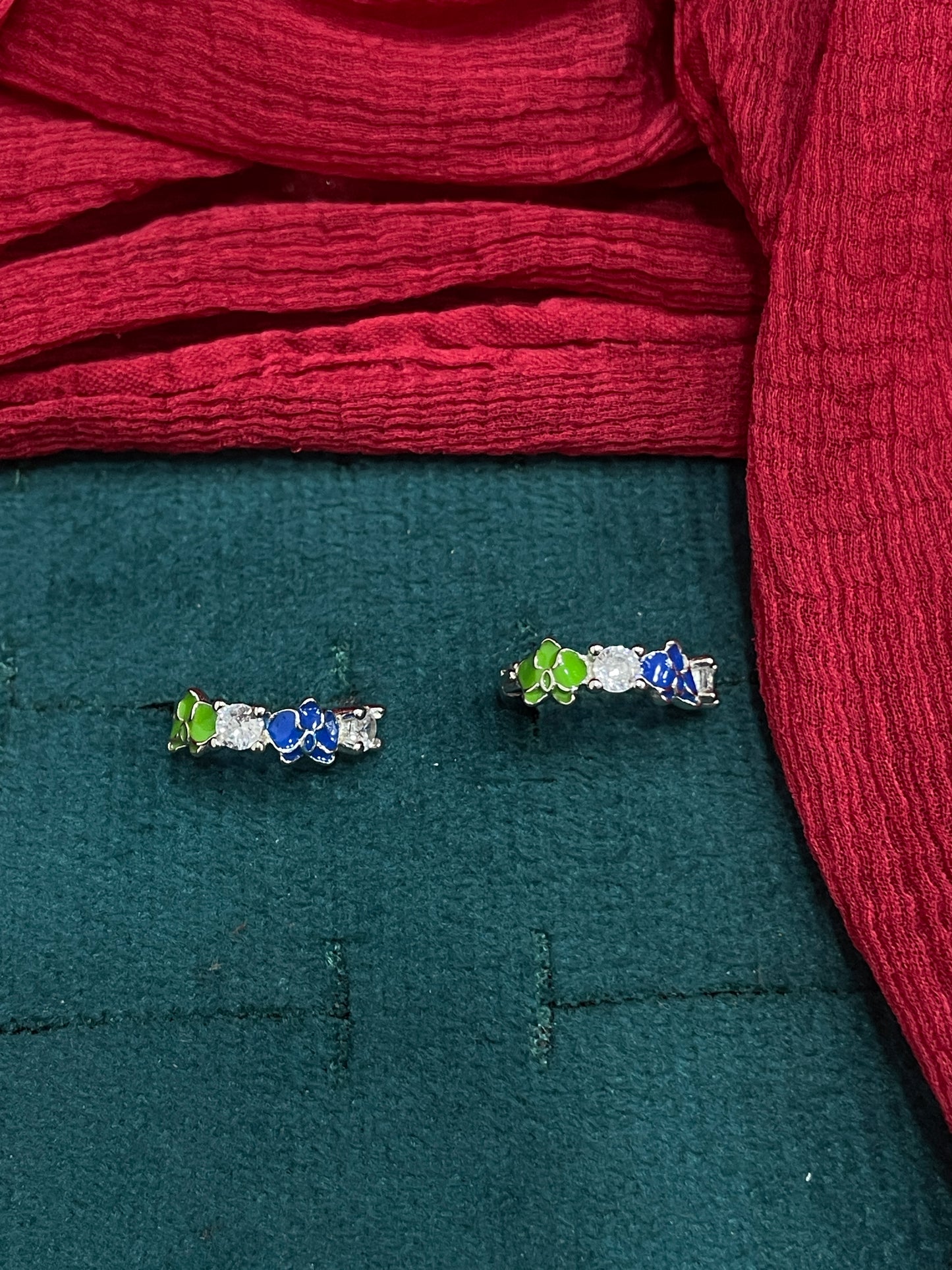 92.5 silver stylish flower bali earrings