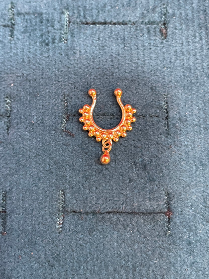 925 Silver Gold Plated Temple Drop Septum