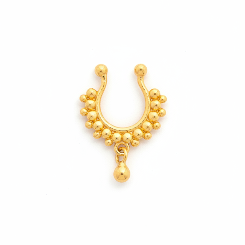 925 Silver Gold Plated Temple Drop Septum