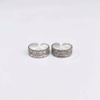 92.5 Silver Oxidised Geometric Band Toe Rings