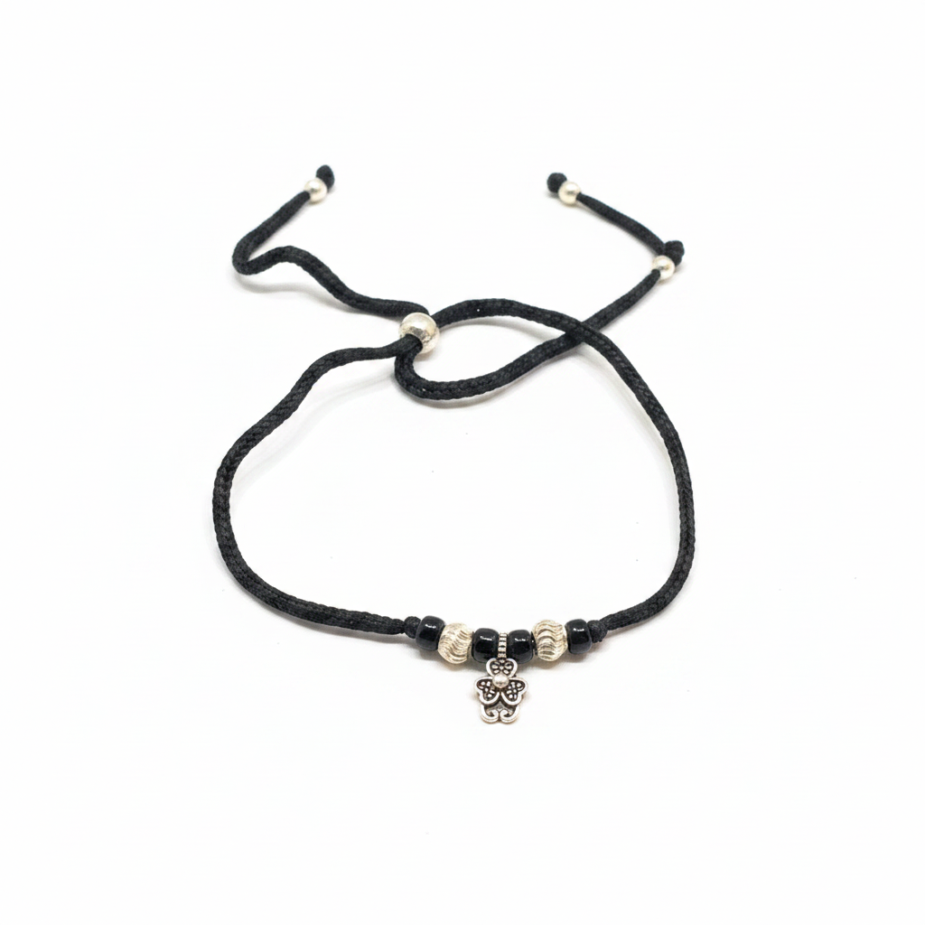 92.5 Sterling Silver Oxi Flower Thread Anklet - Single pc