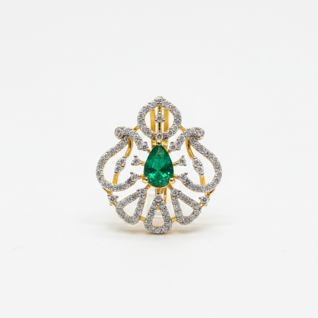 925 Silver Gold-Plated Emerald Pendant