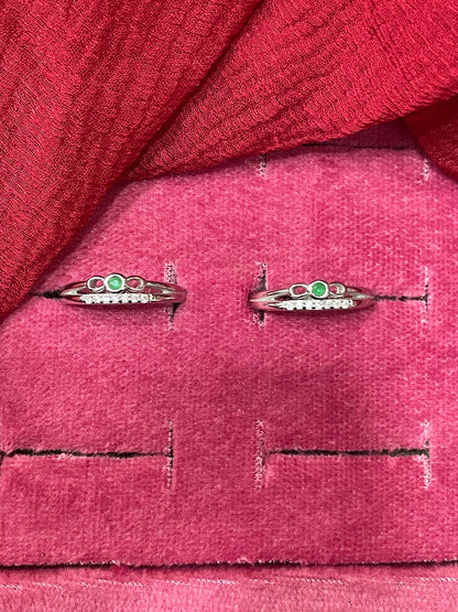 92.5 Silver Green Stone Toe Rings | Premium Elegant Design | Jewellery
