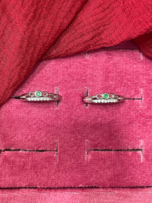 92.5 Silver Green Stone Toe Rings | Premium Elegant Design | Jewellery