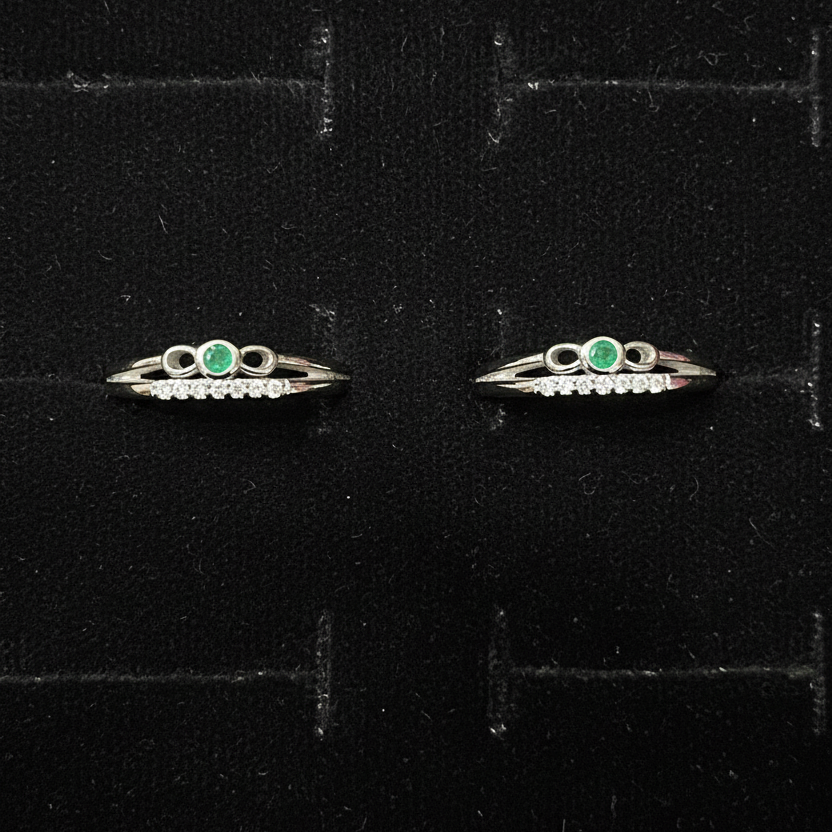 92.5 Silver Green Stone Toe Rings | Premium Elegant Design | Jewellery