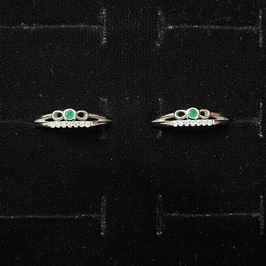 92.5 Silver Green Stone Toe Rings | Premium Elegant Design | Jewellery