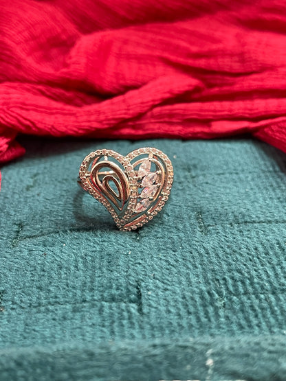 92.5 Silver Heart Ring for Women | Stylish Romantic Design | Elegant Daily Wear Jewellery