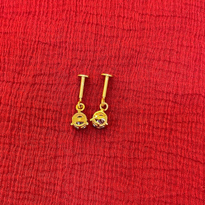 925 Silver Gold Plated Emerald Dangler Bugadi Pair