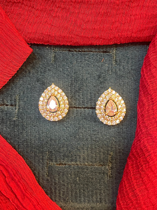 92.5 silver gold plated stylish white stone drop earrings