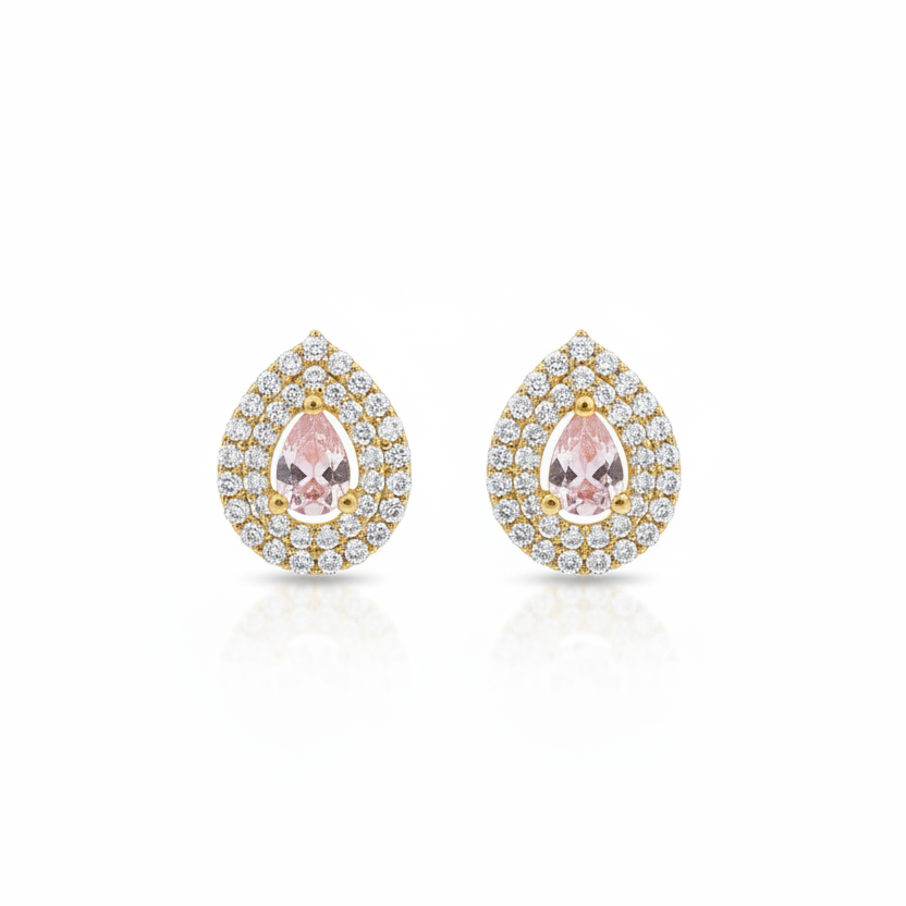 92.5 silver gold plated stylish white stone drop earrings