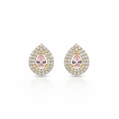92.5 silver gold plated stylish white stone drop earrings