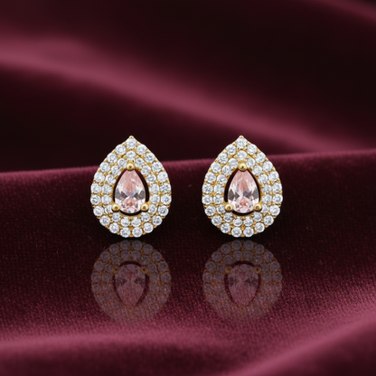 92.5 silver gold plated stylish white stone drop earrings