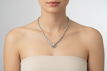 92.5 Silver Stylish Classy Necklace for Women 19 Inches | Elegant Premium Design | Contemporary Jewellery