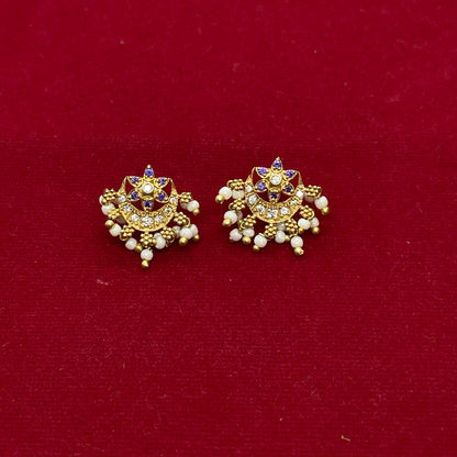 925 Silver Gold-Plated Chandbali Stud Earrings