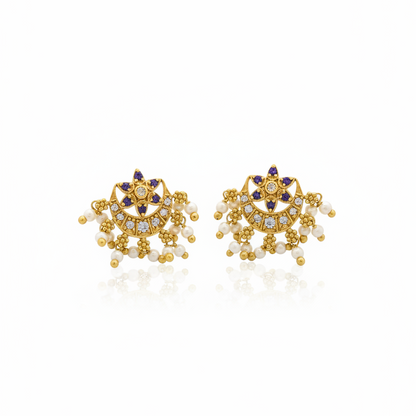 925 Silver Gold-Plated Chandbali Stud Earrings