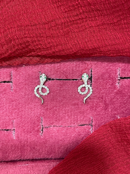 92.5 Silver Snake Design Studs | Bold Stylish Design | Jewellery